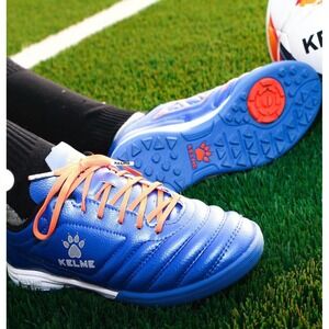 KELME Kid Indoor Turf Shoe Arch‎ Support Soccer Cleats Futsal Sneaker Blue 13.5